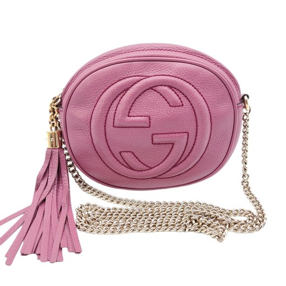 100% Authentic Gucci Soho Mini on Chain Pink Crossbody Bag